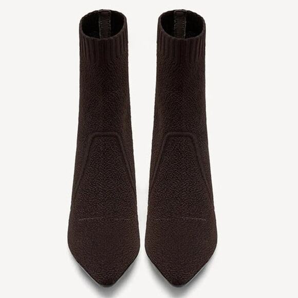 Cosy Island BelleVoyage Minimalist Pointed Toe Stiletto Ankle Boots Chocolate 8 - Picture 7 of 8